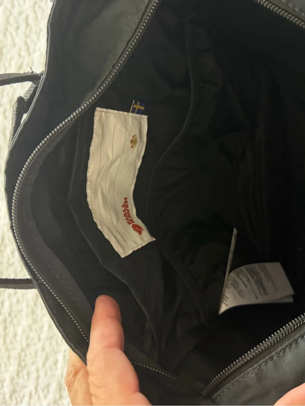 Fjallraven Kanken Tote Bag in Black with Red Logo